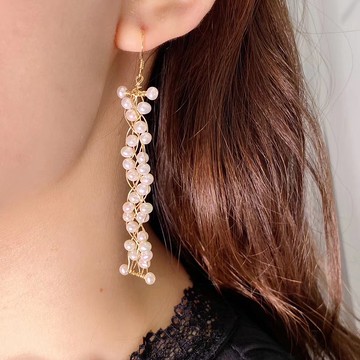 ENDRO ACC 白色紫藤花幻想珍珠耳環