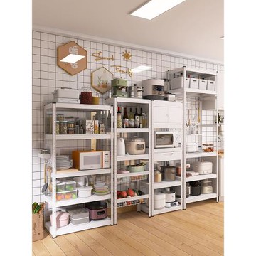 峰陽白色廚房置物架落地式多層微波爐烤箱收納架多功能家用省空間