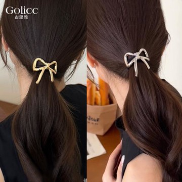 【Gulicc】古莉可 簡約蝴蝶結 氣質甜心髮圈(髮飾 頭飾 髮夾 大抓夾 鯊魚夾 韓國 情人節 母親節 七夕 生日禮物)