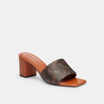 馬車圖案印花HOLLY塊狀鞋跟涼鞋