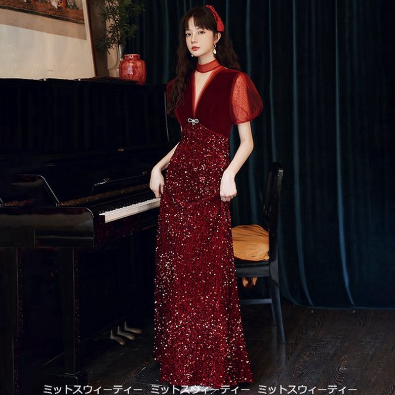 ロングドレス マーメイド 赤 結婚式ウェディング 演奏会 パーティー スレンダー Rehda Com