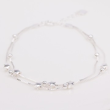 【小Ken先生】韓風｜低致敏｜925全純銀｜星月系列｜一閃一閃小星星雙層｜手鍊