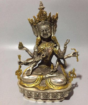 新品上架 白銅鎏金觀音佛像鎮宅保平安家居擺件