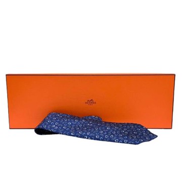 【 HERMES】 最佳禮品 愛馬仕手工縫製真絲男士領帶  - 藍色 6338HA