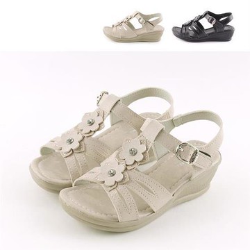 【Alice】現貨台灣精品雙花朵楔型涼鞋(涼鞋/樂福鞋/休閒鞋)