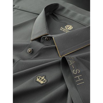 歐貨高端無痕皇冠短袖Polo衫男士2023夏季冰絲涼感商務翻領T恤薄