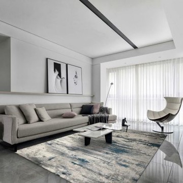 [Fuwaly] 賓特地毯-200x290cm (客廳地毯 大地毯 短毛地毯 吸音 抗汙 防潑水 藍灰色 斑駁感)