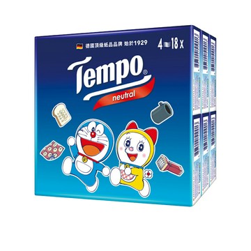 Tempo 哆啦A夢/Miffy 無香四層紙手帕 (18包/串)【杏一】(款式隨機出貨)