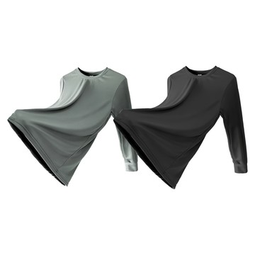 MI MI LEO 竹炭長袖防曬機能衣 2件組  M~2XL  竹炭黑色 + 灰綠色