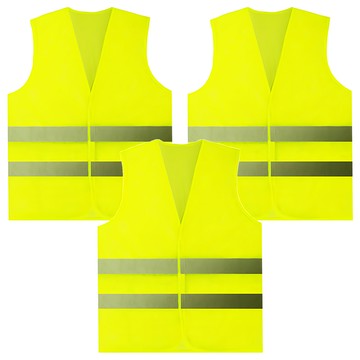 AHOYE 運動休閒反光背心 3件組 經片布材質  68 x 60 x 0.5cm  螢光黃色  1組