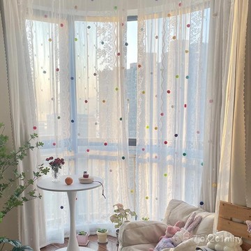 🔥臺灣出貨🔥法式蕾絲紗簾夢幻飄窗女孩臥室兒童房韓式田園風清新窗簾隔斷門簾 IXDF