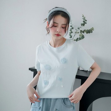 現貨★刺繡英字蕾絲花珍珠上衣(共2色)0506 【NR0869】