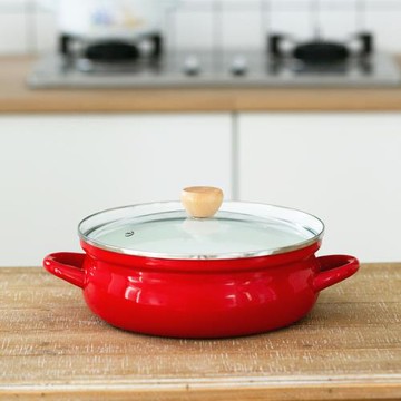 26CM3.5L紅色燃氣灶通用搪瓷鍋