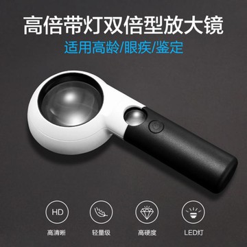 放大鏡 一眸30倍放大鏡高倍高清帶燈LED老人閱讀60錢幣文玩古董鑒定40倍【摩可美家】