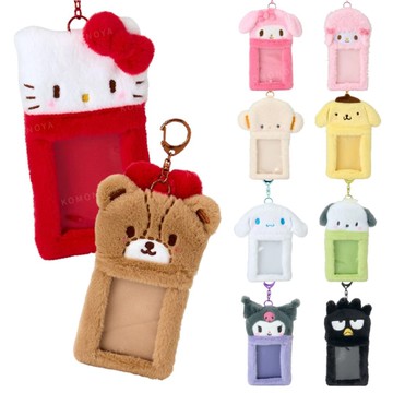 小禮堂 Sanrio 三麗鷗 絨毛造型卡片套附扣 (大頭 偶像應援) Kitty 布丁狗 帕恰狗 tinychum