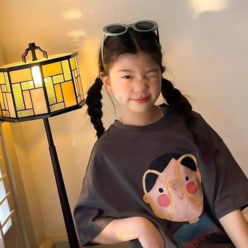 【女童T恤】 女童T恤 女童短袖T恤 中大童T恤 女童夏季T恤 女童寬鬆T恤 女童卡通T恤 女童印花T恤 女童百搭T恤