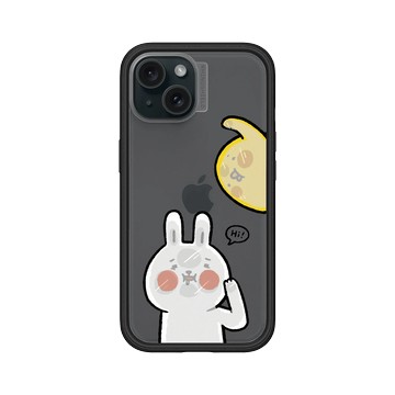 iPhone 15 Mod NX 黑 - 懶散兔與啾先生 Lazy Rabbit and Mr.Chu - 貼玻璃