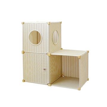 【hash】織暮系列仿藤編織貓屋L型櫃-DIY-奶油米白