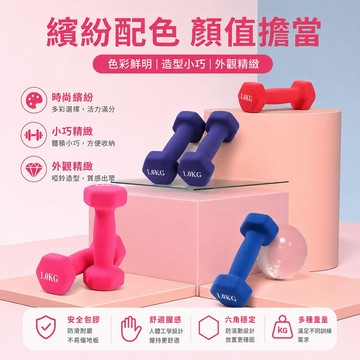 台灣出貨 實心鑄鐵啞鈴 1kg~5kg 鐵啞鈴 小體積啞鈴 塑身啞鈴 防滑塑身啞鈴 啞鈴 健身啞鈴 居家健身 包膠啞鈴