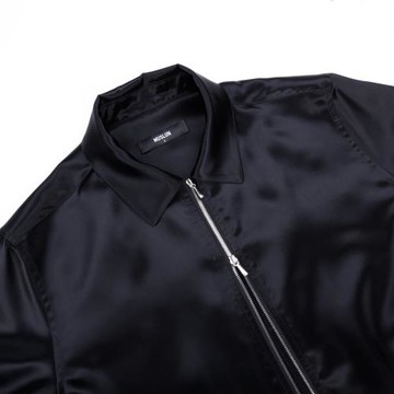 MUSLUN繆倫設計師品牌涼感醋酸拉鏈翻領長袖襯衣 寬松版型