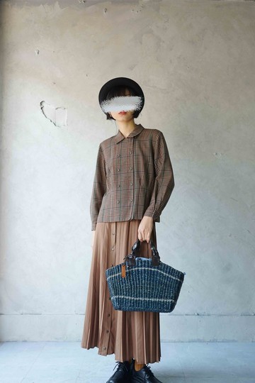 尋寶古著-英倫紅tweed毛呢復古雙排扣襯衫