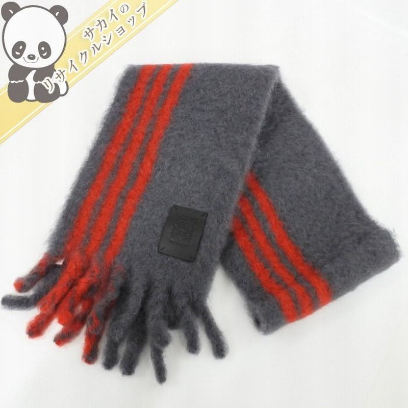 LOEWE マフラー モヘヤ×ウール グレー×レッド 【未使用】 | LINE  