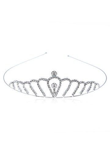 Rhinestone Embellished Silver Metal Crown Hairband