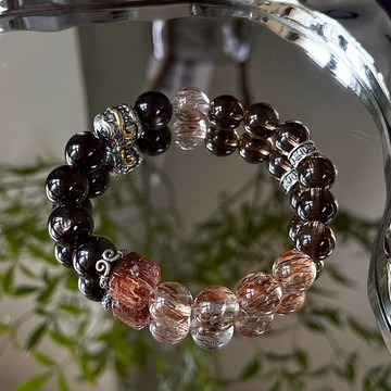 【龍騰彩岩】能量水晶 三輪骨幹 黑金超七 金運石 手珠 手鍊 財氣旺旺來 好運一直來 守護防小人 能量滿分 百搭聖品