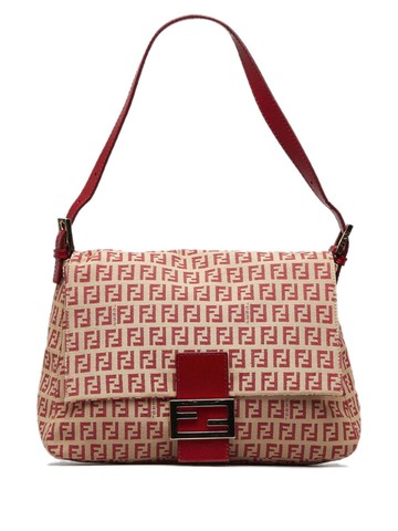 Fendi Pre-Owned - Zucchino Mamma Baguette bag - women - Canvas/Calf Leather - One Size - Red