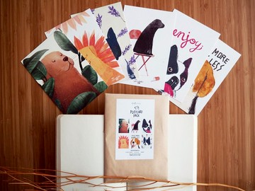 狗狗明信片，一組6張，圖案隨機，尺寸4x6英吋 PS004