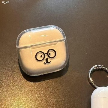 airpods4代耳機殼.簡約可愛自嘲熊蘋果airpods藍牙耳機保護套airpodspro耳機殼3代4