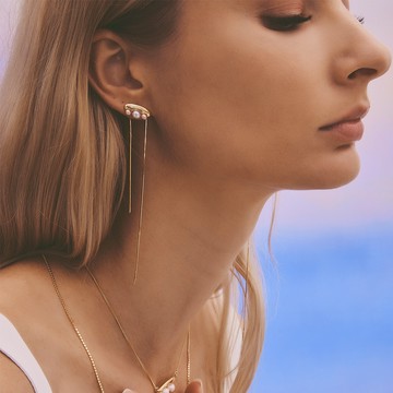 SLOW ROVER｜多重宇宙 時空旅行珍珠小耳環＋可拆後扣-鍍金