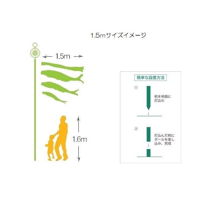 徳永 鯉のぼり 庭園用 ガーデンセット  杭打込式 ポールフルセット 1.5m鯉3匹 錦龍 金太郎付  雲龍吹流し  北海道・沖縄・離島を除き送料無料