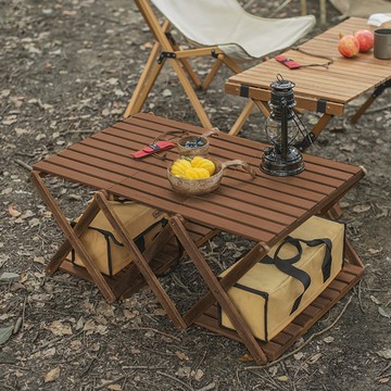 Naturehike 可折疊四層實木置物架 胡桃木色 JJ016