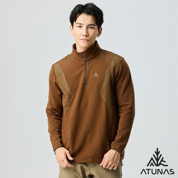 【ATUNAS 歐都納】男款POLARTEC THERMAL PRO保暖長袖拉鍊衫A1PS2522M深棕