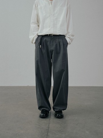 日系復古 深灰色水洗感休閒長褲