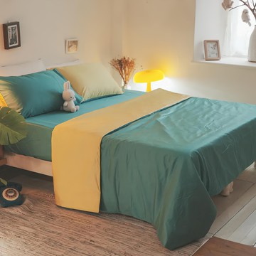 棉床本舖 台灣製 天絲棉雙人鋪棉兩用被 (80支天絲 + 60支純棉) 可裝冬被 6 x 7尺  檸檬綠