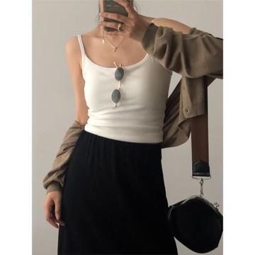 MMCC基礎百搭細肩帶緊身吊帶背心帶胸墊內搭外穿上衣女