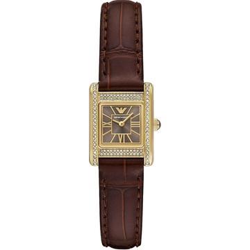 EMPORIO ARMANI Two-Hand 晶鑽方形雙針女錶 20x26mm AR11705