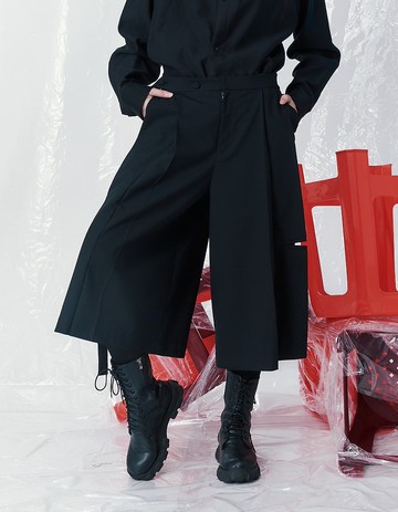 解構活褶日式短寬褲