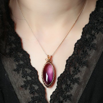 親寶水晶純凈體-烏拉圭七度紫紫水晶吊墜 14k包金環繞 送鑒定證書