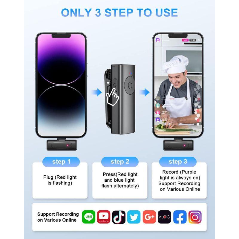 ピンマイク ワイヤレス iphone用 外付けマイク 360°集音 ノイズリダクション 収音マイク クリップ式 ノイズ軽減 スマホマイク