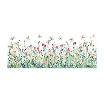 裝飾壁貼/玻璃貼 【南紡購物中心】 無痕設計防水壁貼 花草 踢腳線 蝴蝶 桔梗 紅花 裝飾貼紙 72007