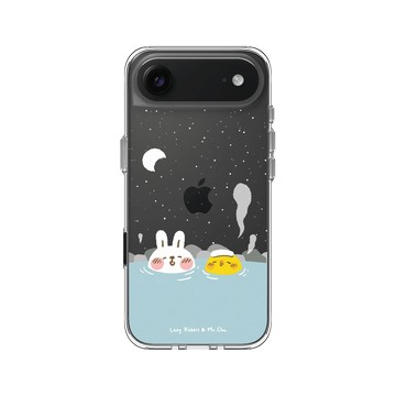 iPhone Air Clear Case（相機按鈕） 透明 - 懶散兔與啾先生 Lazy Rabbit and Mr.Chu - 泡溫泉