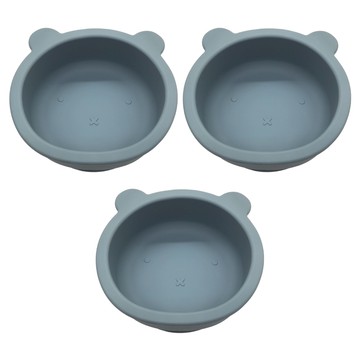 AP. 普思 矽膠吸盤小熊碗 300ml  藍灰色  3個
