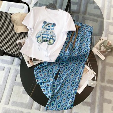 潮牌休閑運動套裝女夏季時尚洋氣炸街減齡網紅高級感闊腿褲兩件套