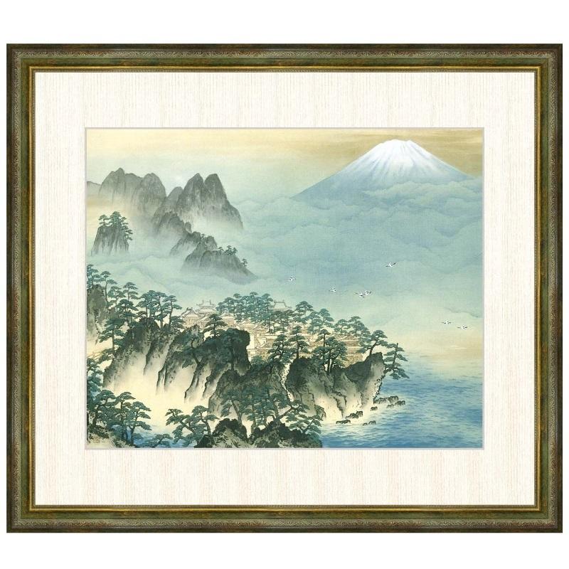 輸入雑貨 天然石 日本名画 『横山大観 乾坤輝く』 水晶絵 クリスタル