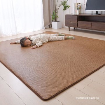 日式簡約清涼透氣地鋪藤席夏季家用滿鋪臥室床邊藤編涼席客廳地毯