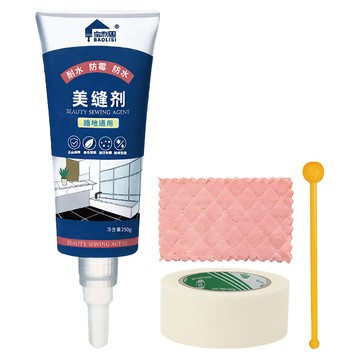 寶利思 磁磚修補美縫劑組 附美縫球 + 美縫貼10m + 擦拭布 閃亮黑  1組