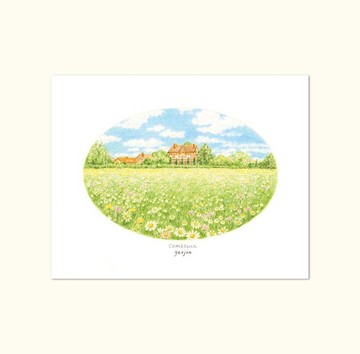 雛菊草原迷你海報 – 色鉛筆插畫